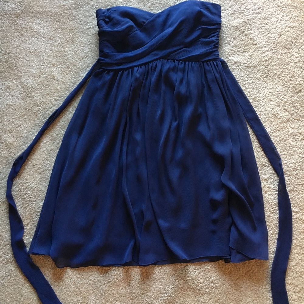 Navy strapless dress